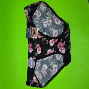 NWT Maidenform Black & Pink Floral Panty Bikini Invisible Look XL